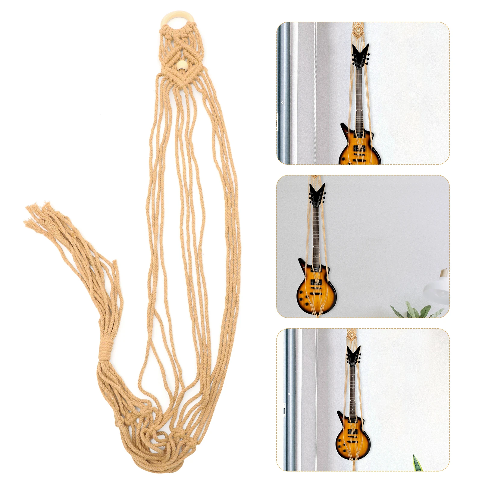 

Guitars Wall Hanging Decoration Stand Mounted Holder Manual Cotton Rope Macrame