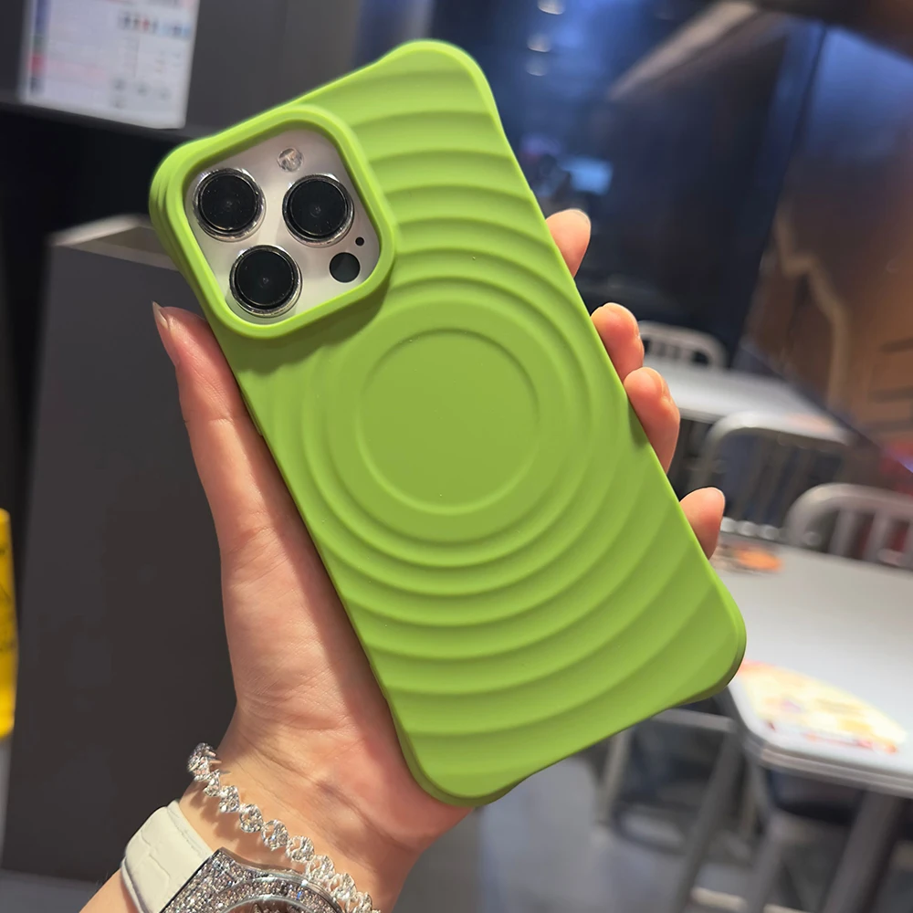 Fashion wave ripple pattern magsafe charging silicon case for iPhone 15 14 13 12 11 Pro Max Plus magnetic shockproof phone cover