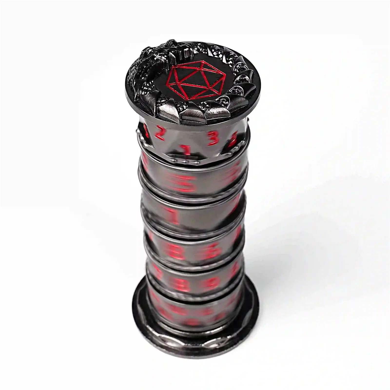 

7 in 1 Black Red DND Tower Rotatable Metal Dice TRPG D&D Board Games Dungeons Dragons TRPG Polyhedral Digital Dice Table Game