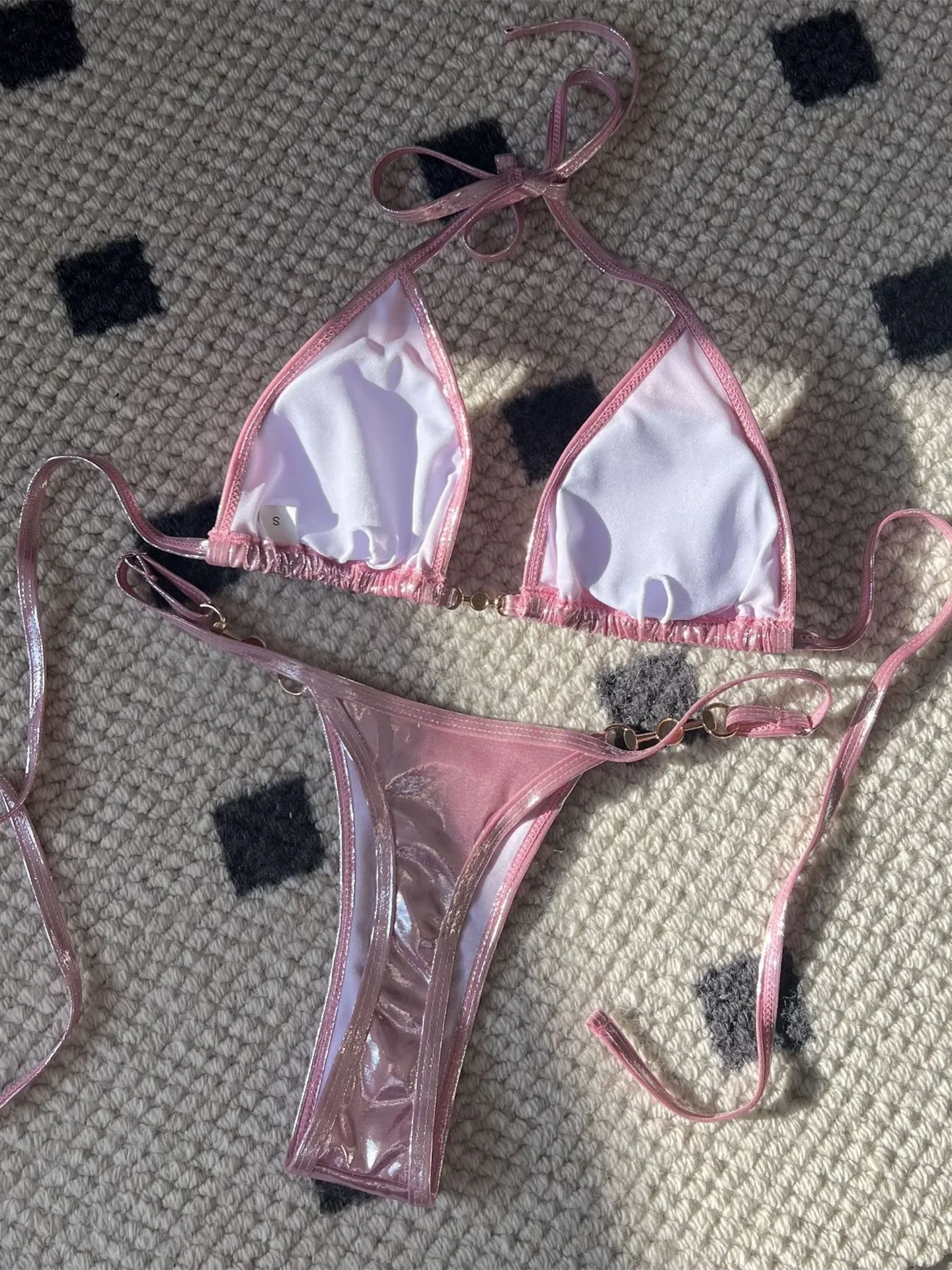 Shiny Pink Micro Bikini 2026 Mujer Women Sexy PU Pearls Push Up Thong Swimsuit Summer Bathing Suit Bandage Holiday Swimwear 2 Shiny Pink Micro Bikini 2026 Mujer Women Sexy PU Pearls Push Up Thong Swimsuit Summer Bathing Suit Bandage Holiday Swimwear 2