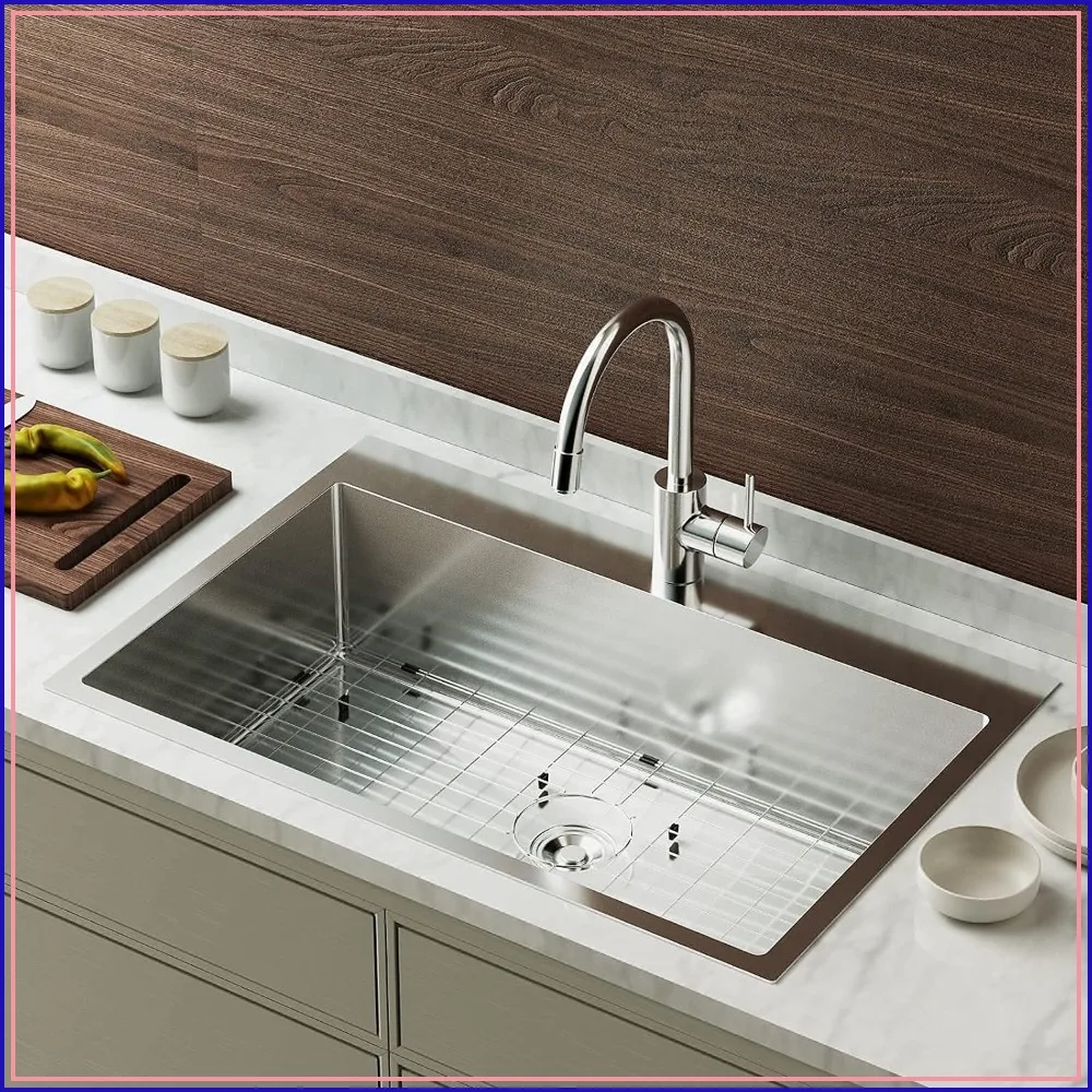 30 Inch 304 Stainless Steel Kitchen Sink Top Mount Drop-in RV Garage