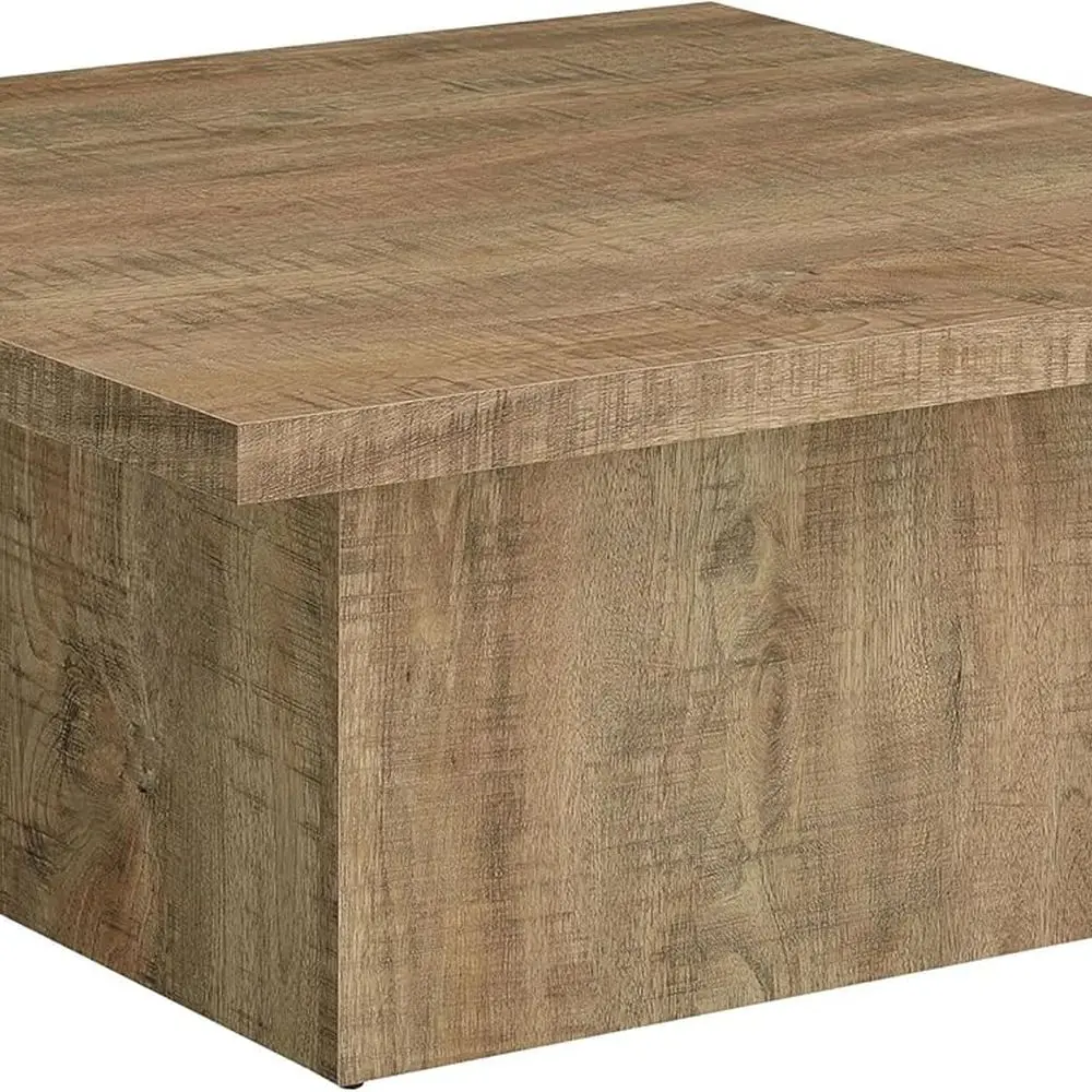 

Zetta Square Cocktail Living Room Coffee Table Engineered Eco-Friendly Wood Look Laminate Veneer Rustic Farmhouse Mango Brown 70