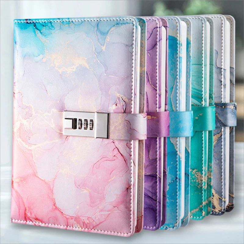 A5 Password Notebook School Secret Diary with Lock Kawaii Notes Book Office Bullet Log Writing Stationery