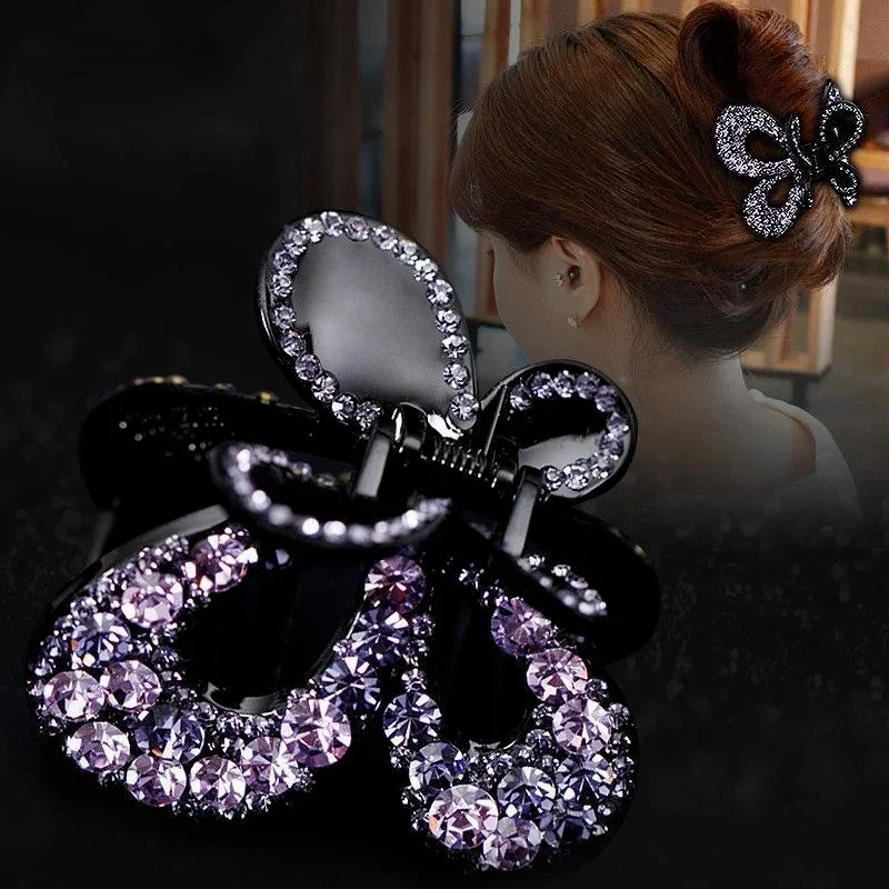 

Women Crystal Hair Claw Vintage Butterfly Hairpin Heandband Crab Clip Shiny Rhinestone Bow Hair Clips Hair Accessories