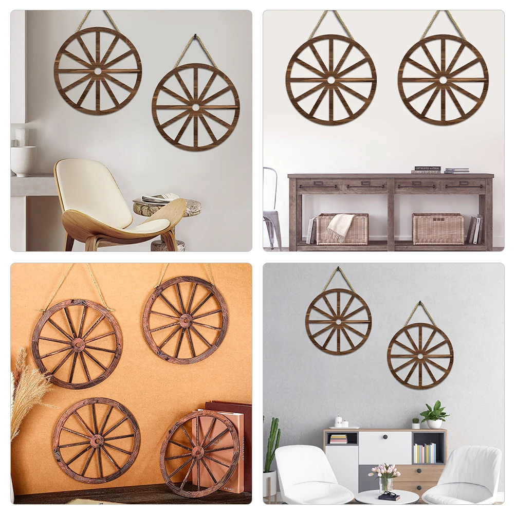 

4 Pcs Wooden Wheel Decor Retro Vintage Wall for Home Party DIY Rural Outdoor Festive Supplies