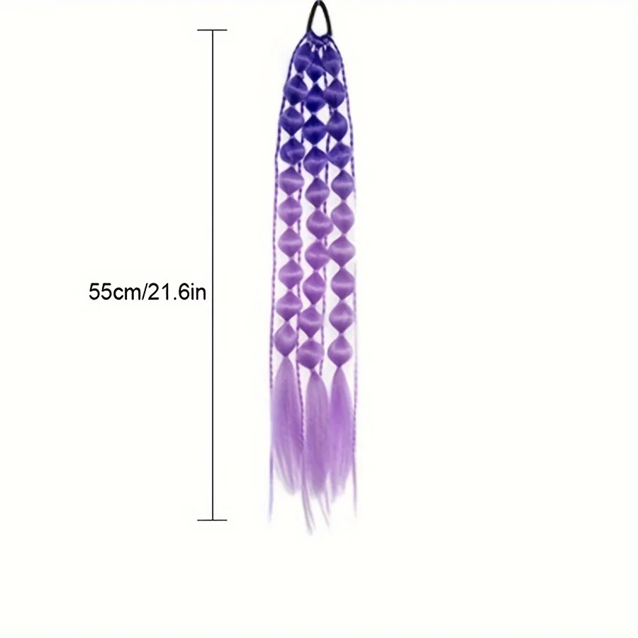 23-inch Colorful Lantern Bubble Braid Ponytail Extension Synthetic Suitable For Children's Holiday Party Gradient Twist Braid Co