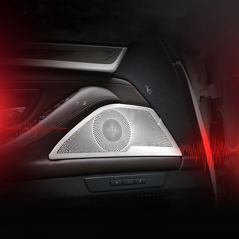 Accesorios para BMW serie 5 F10 F18, puerta interior de coche de acero inoxidable, Audio estéreo, altavoz, lentejuelas, cubierta decorativa, tiras