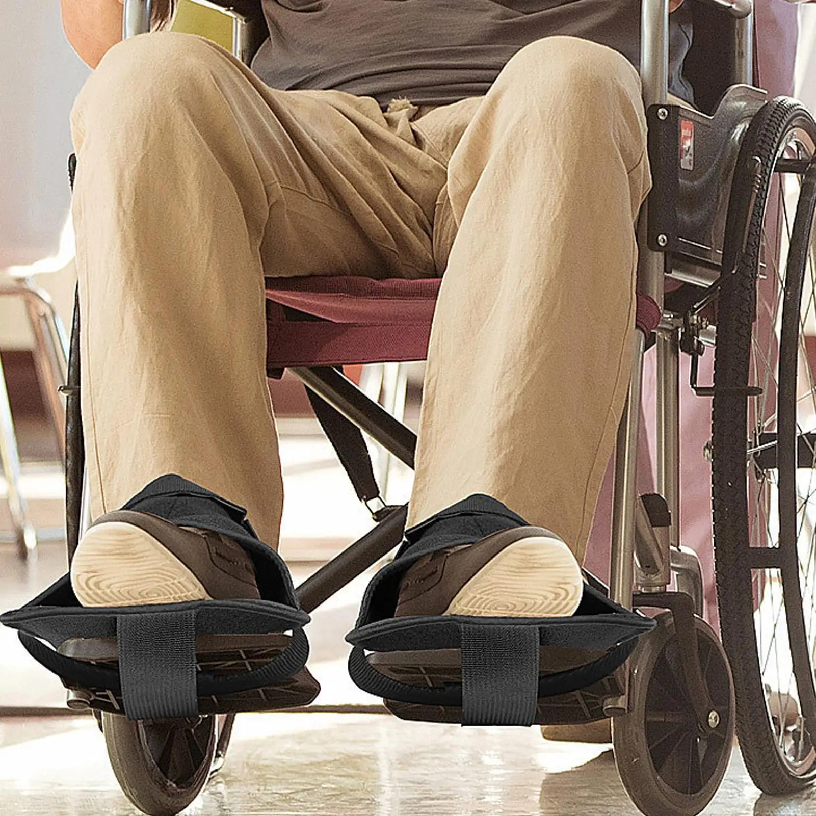 Wheelchair Footrests Adjustable Wheel Chair Restraint Shoes Straps Mobility Scooter Footrest for Men Dad Daughter Son Wife Teens