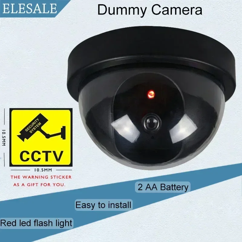 Dummy Fake Security CCTV Dome Camera with Flashing Red LED Light Security for Outdoor Home Security Warning Home Surveillance