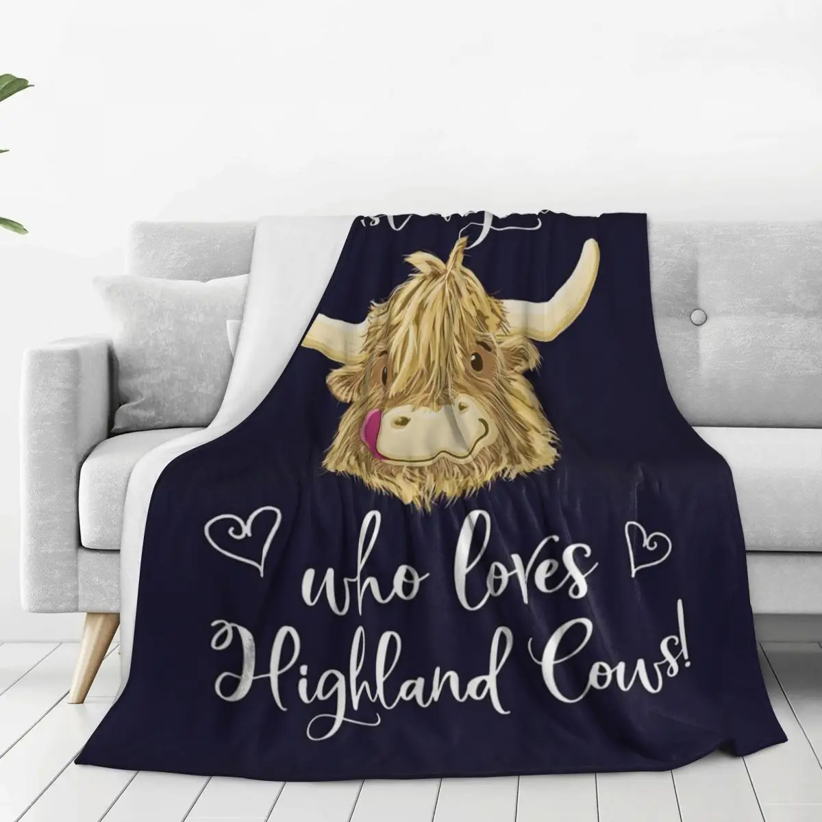 Just A Girl Who Loves Scottish Highland Cows Blankets Flannel Lightweight Sofa Throw Blankets For Home Outdoor Throws Bedspread