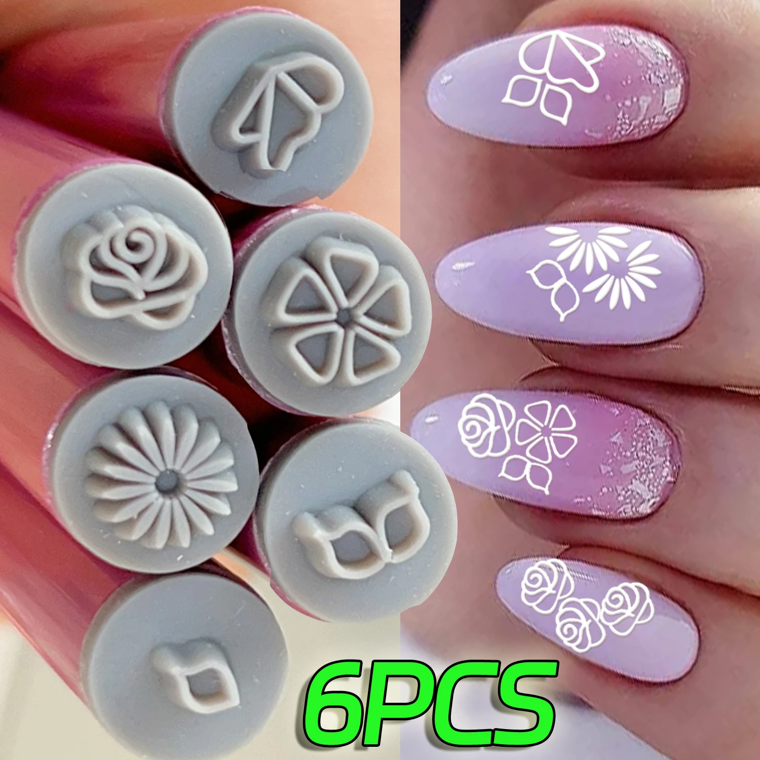 Flower Pattern Nail Art Stamp Pen Nails Template Set Handicraft Nail Art Decoration Flower Nails Graffiti Stamp Pen Dotting Tool