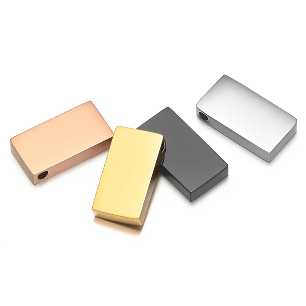 

5 шт., прямоугольные бусины из нержавеющей стали, бусины-разделители с отверстиями для самостоятельного изготовления ювелирных изделий, ожерелье, браслет, компоненты 8x15 мм