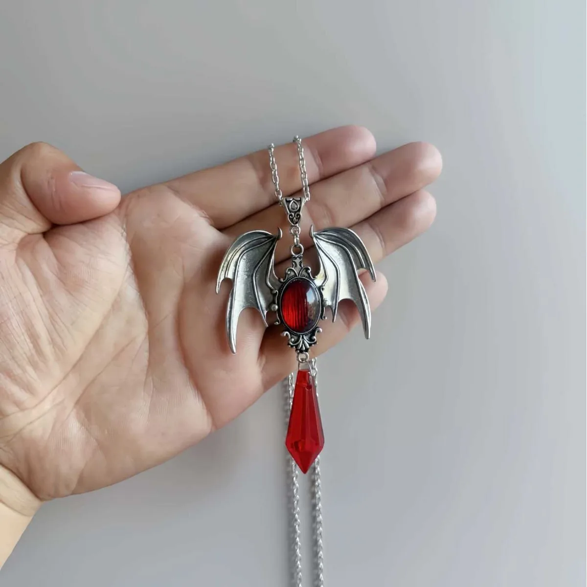 Vampire Bat necklace,Gothic jewelry,Blood Cameo,relief, Retro,Water Drop,Witch,Pagan,Alternative,Bat Wing,Victoria,Women Choker