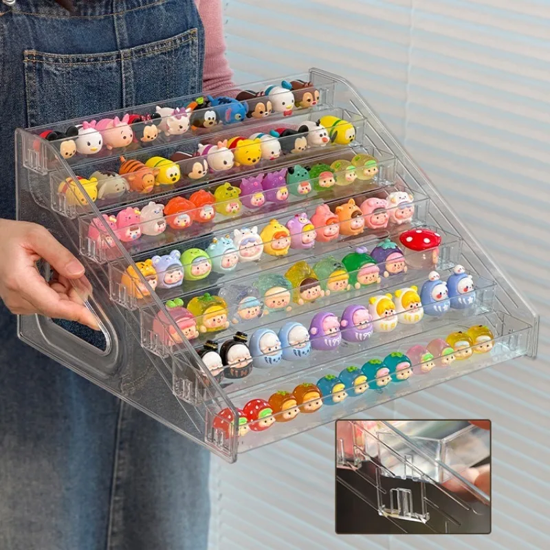 Multi-layer Stepped Doll Organizer Acrylic Doll Blind Box Display Stand Kawaii Cute Action Figure Storage Organizer Holder
