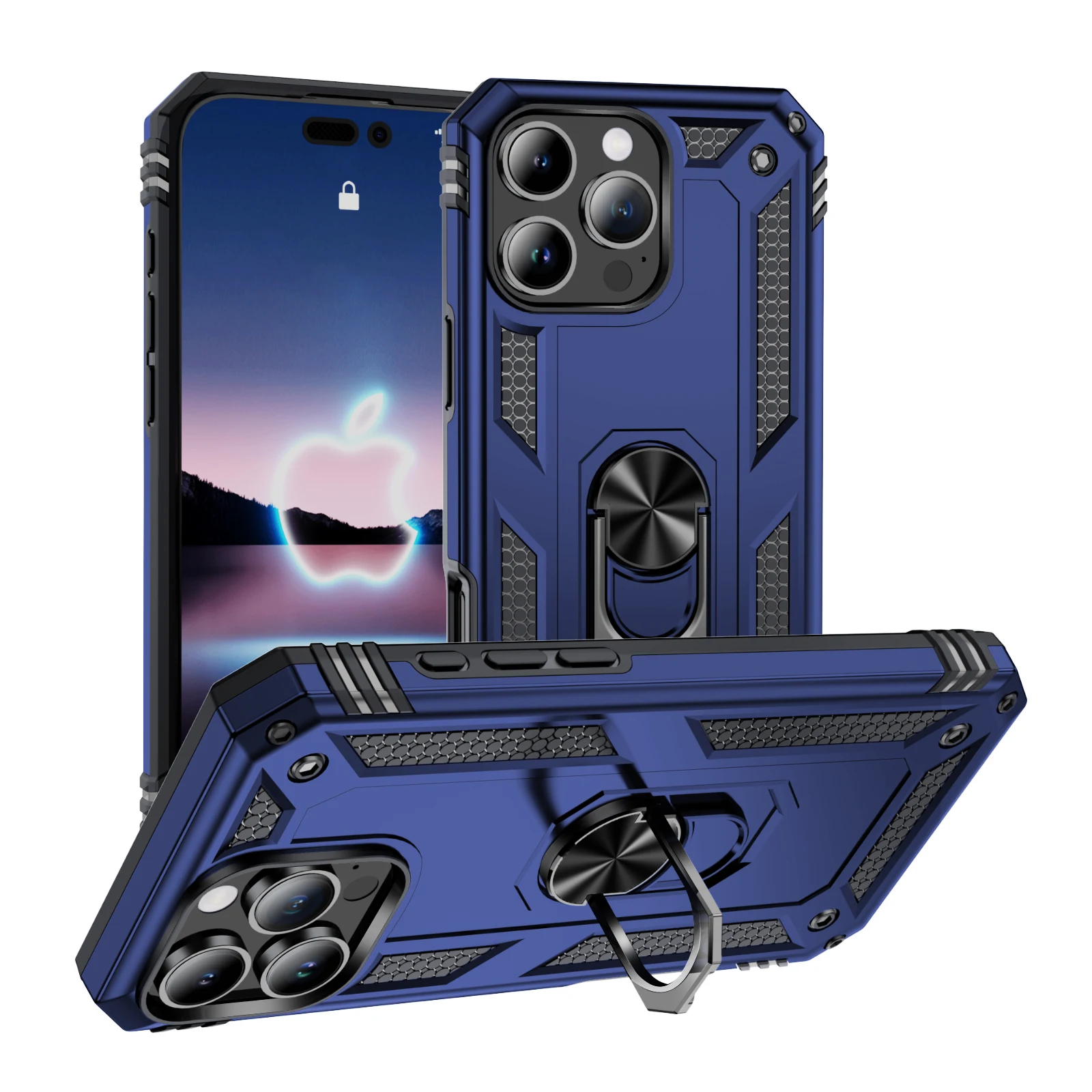 For iPhone 16 Pro Max Case Kickstand Bumper Phone Shell Heavy Duty Armor Hard for iPhone 17 Air 17/16E 15 14 13 12 11 Plus Cover