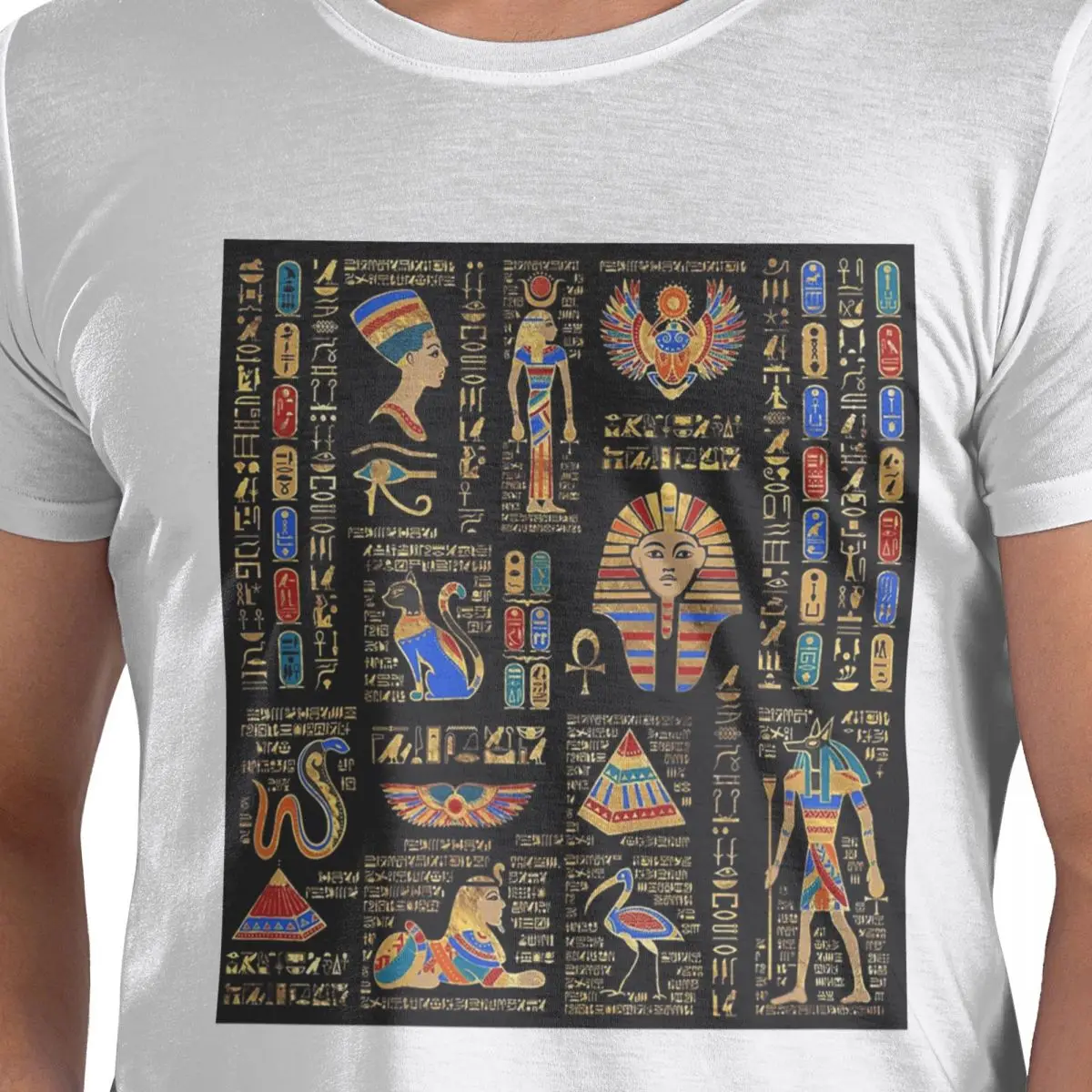 

Футболка из 100% хлопка с египетскими иероглифами и божество, мужские классические футболки, мужские футболки с круглым вырезом и коротким рукавом, S-6XL