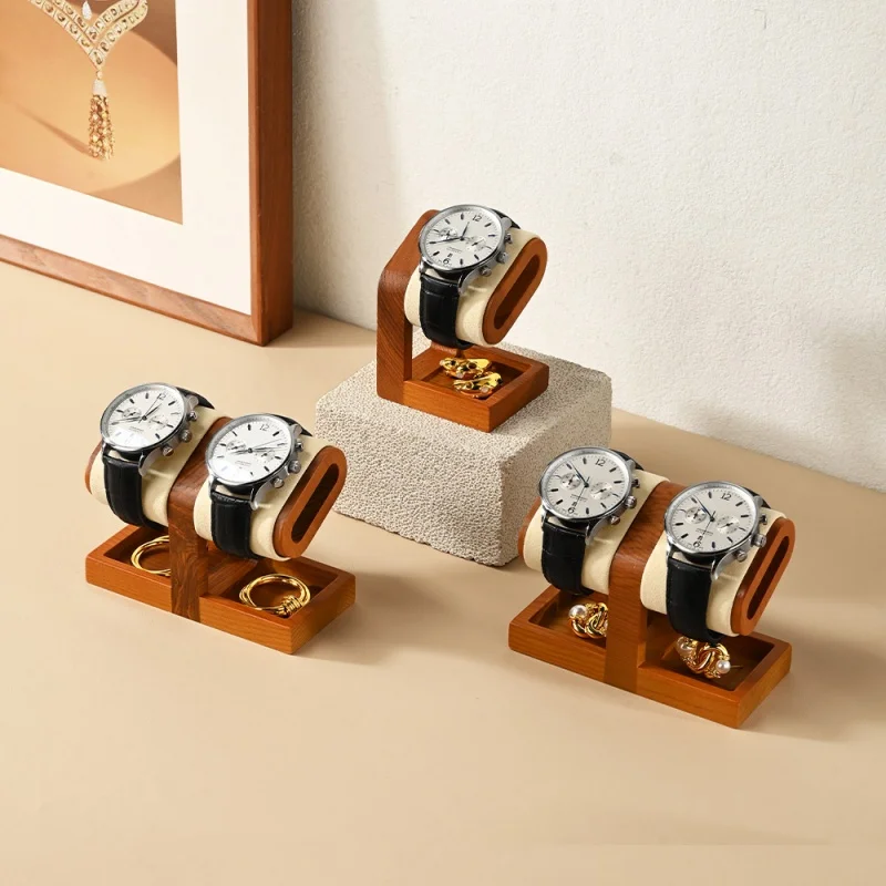 Oirlv Premium Solid Wood 1/2 Watch Stand Wristwatch Bracelet and Pendant Storage Display Rack Birthday Gift For Jewelry Stores