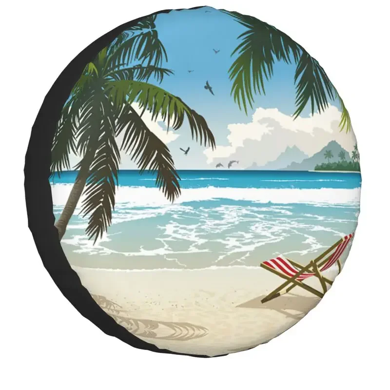 

Beach Ocean Palm Tree Spare Tire Cover for Jeep Grand Cherokee Tropical 4WD 4x4 SUV Car Wheel Protectors 14" 15" 16" 17" Inch