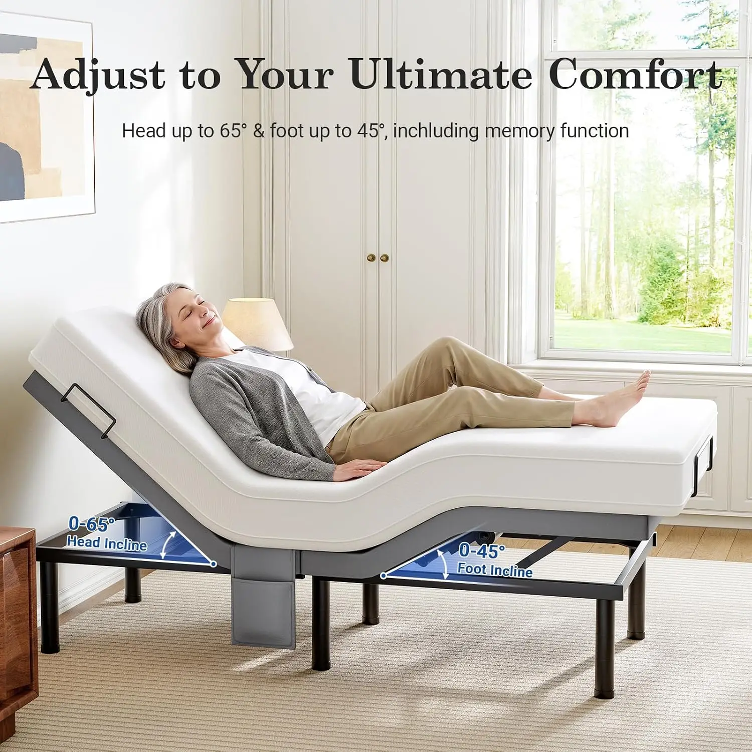 Adjustable Electric Bed Frame Split King with Massage, USB Ports, Wireless Remote, Zero Gravity & Anti-Snore, Customized