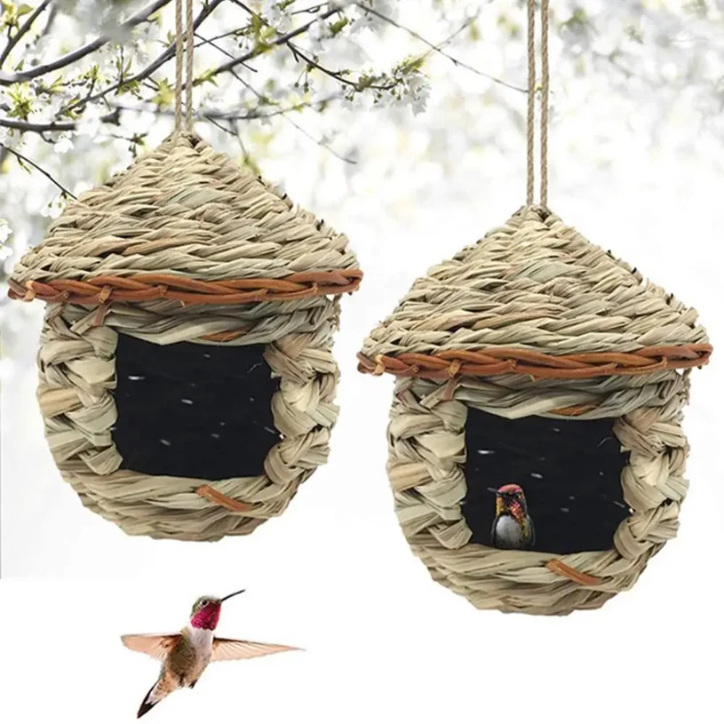 

Grass Nest Hand-woven Hibiscus Grass Gourd BirdHouse For Outdoor Garden Hanging Hatching Breeding Bird Accessory