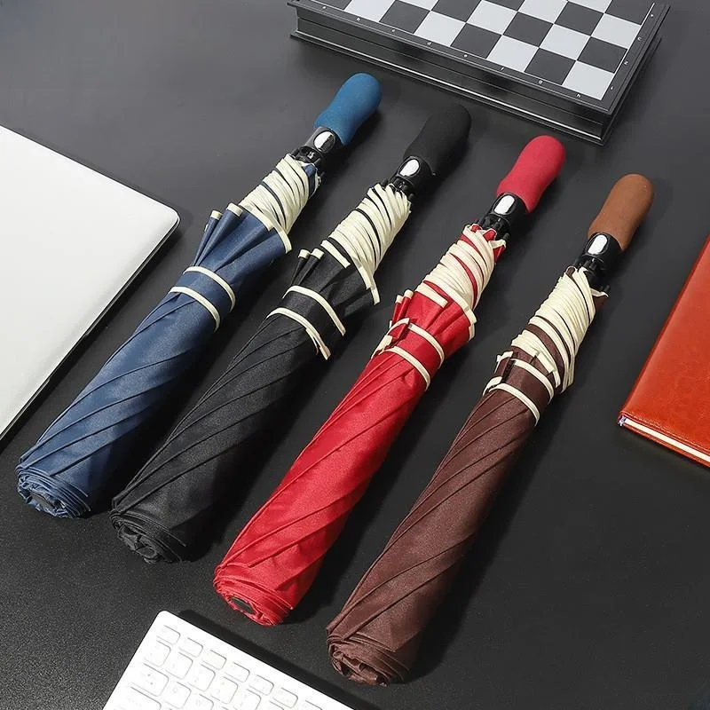 

Самый продаваемый 56-дюймовый большой автоматический складной зонт для гольфа и бизнеса, двойного назначения, всепогодный, с виниловым покрытием Ele Bla