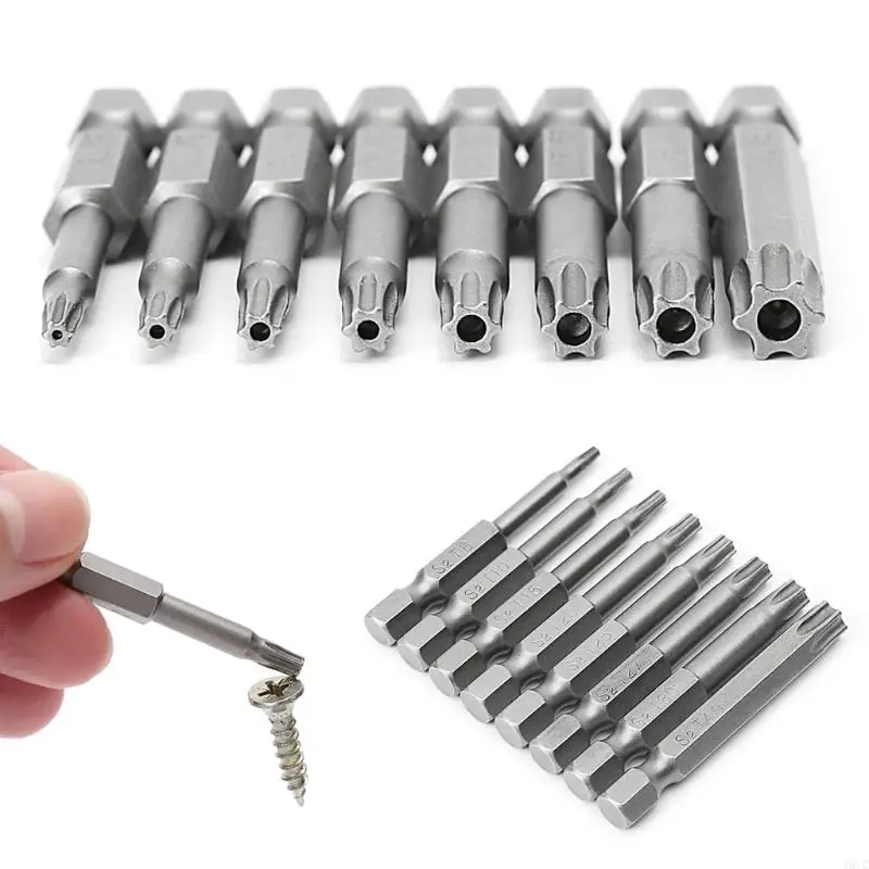 T8UC 8 Pçs/set 1/4 Polegada 50mm T8-T40 Bits Chave Fenda Elétrica Torx Magnética