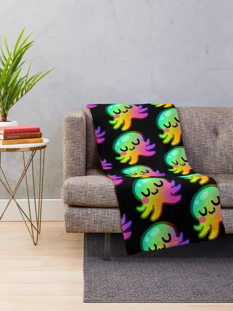 Rainbow Kraken UwU Throw Blanket warm for winter Furry Cute Plaid Blankets