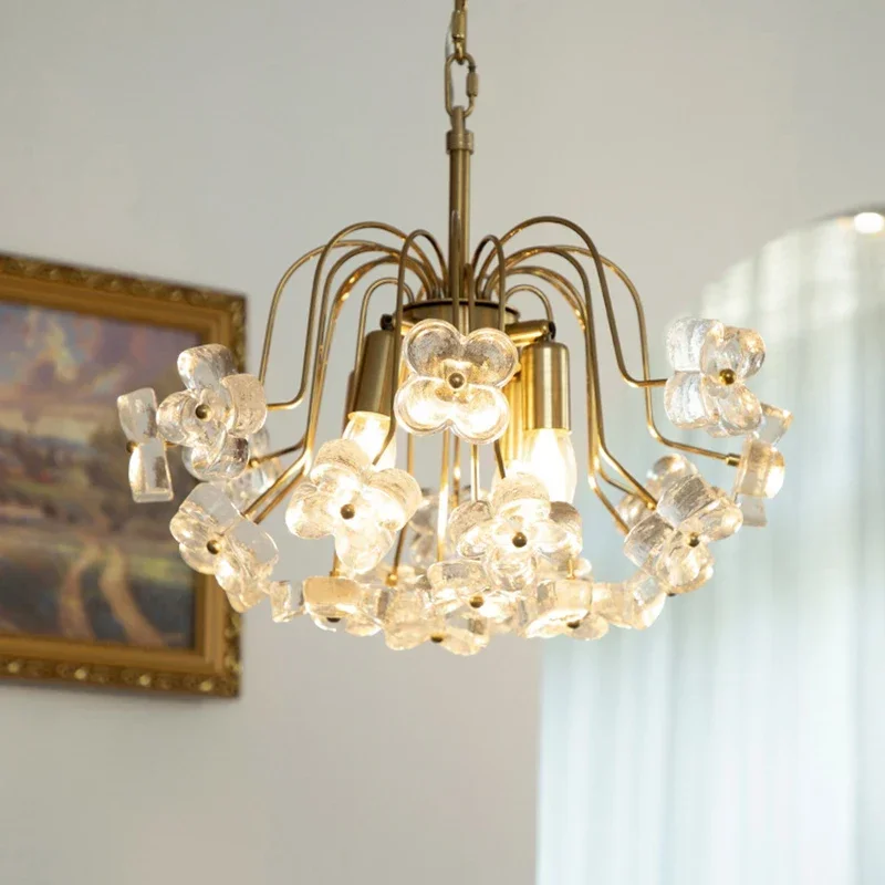 Luxury Glass Iron Chandelier for Living Dining Room Bedroom Home Decoration Light Fixture