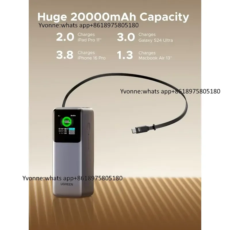 Nexode 20000mAh 165W Power Bank USB-C Cable 100W Input Fast Charging for Pro/Air 17/16 iPad Pro for S25 view 6