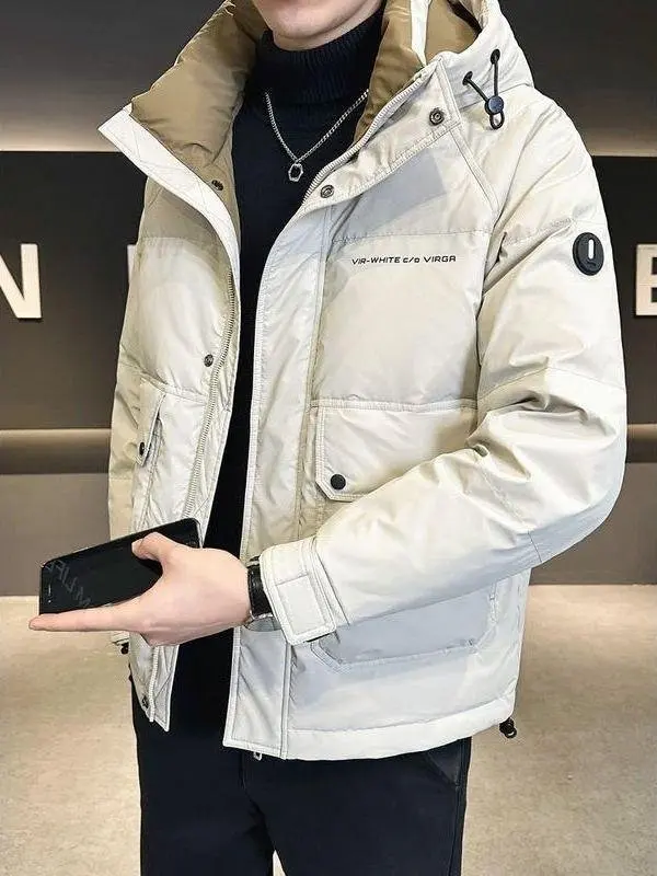 

Мужская зимняя куртка из хлопка с пуховым наполнителем, с капюшоном, теплая, повседневная, удлиненная, с защитой от влаги, приталенного кроя