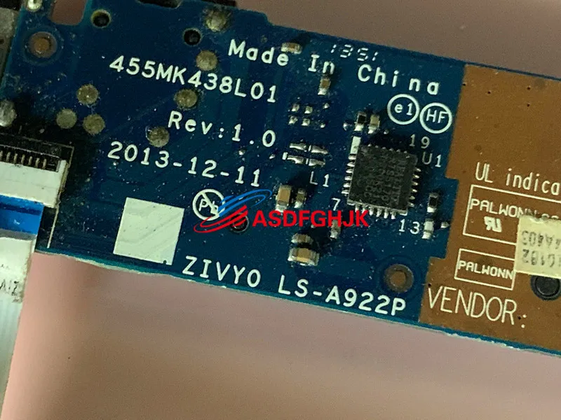 FOR Lenovo IdeaPad Yoga 2 13 Audio Jack Card Reader USB Port Board W/Cable LS-A922P. 455MK438L01 100% working perfect