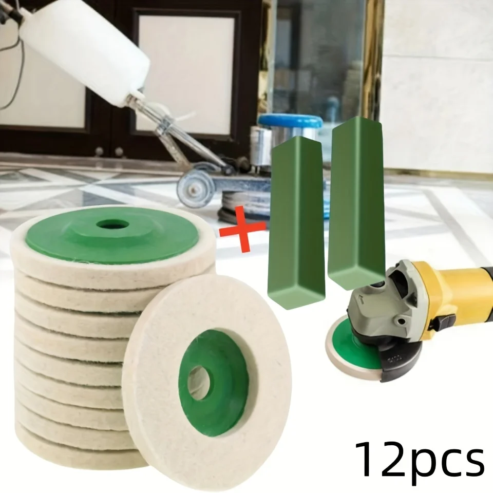 

12 Pcs Polishing Pads with 2 Pcs Polishing Wax, Industrial Polishing Wheel for Rotary Tools