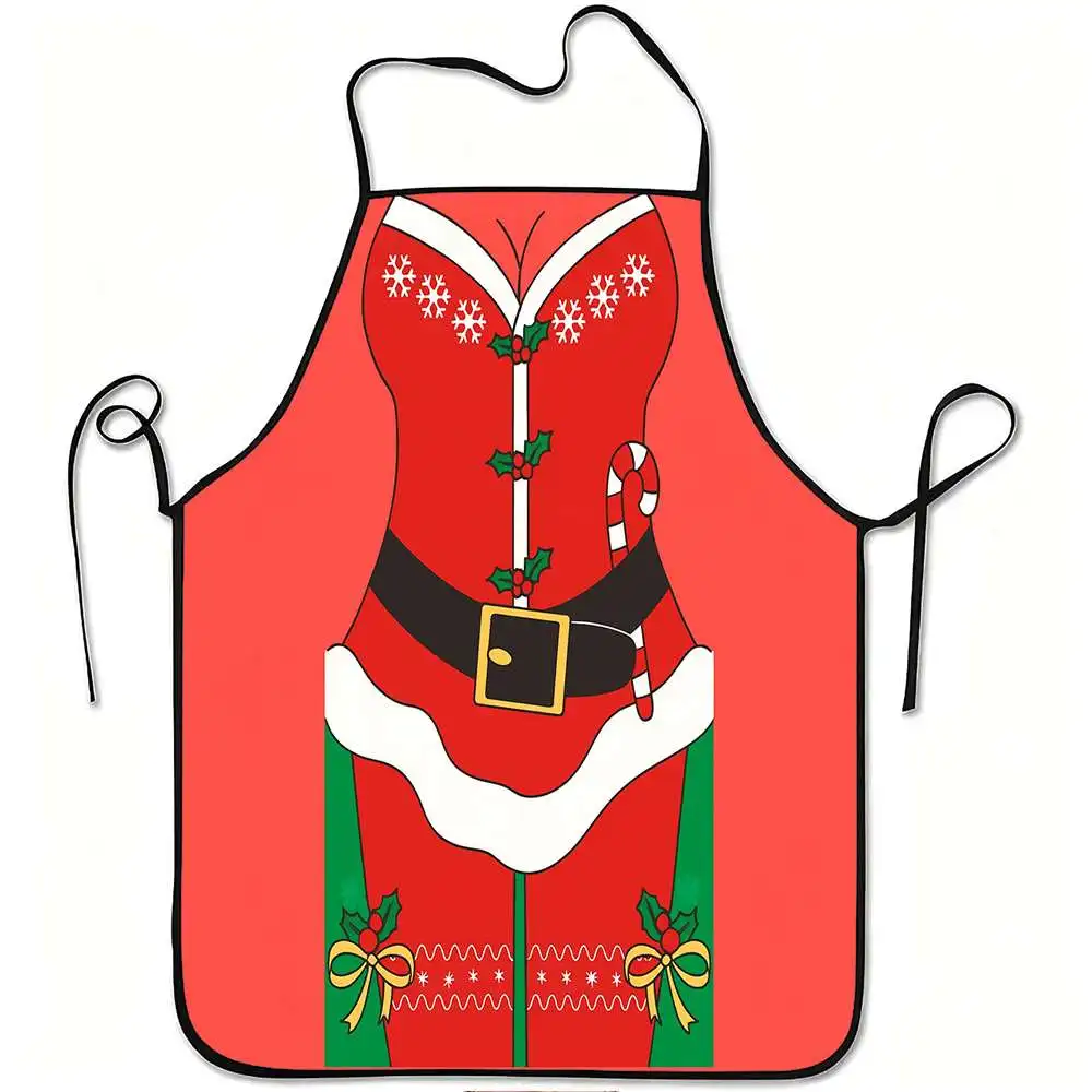 1pc Attractive Santa Claus Themed Apron, Sturdy And Easy to Maintain, Adjustable Waist, Made of Polyester, Suitable for Cooking,