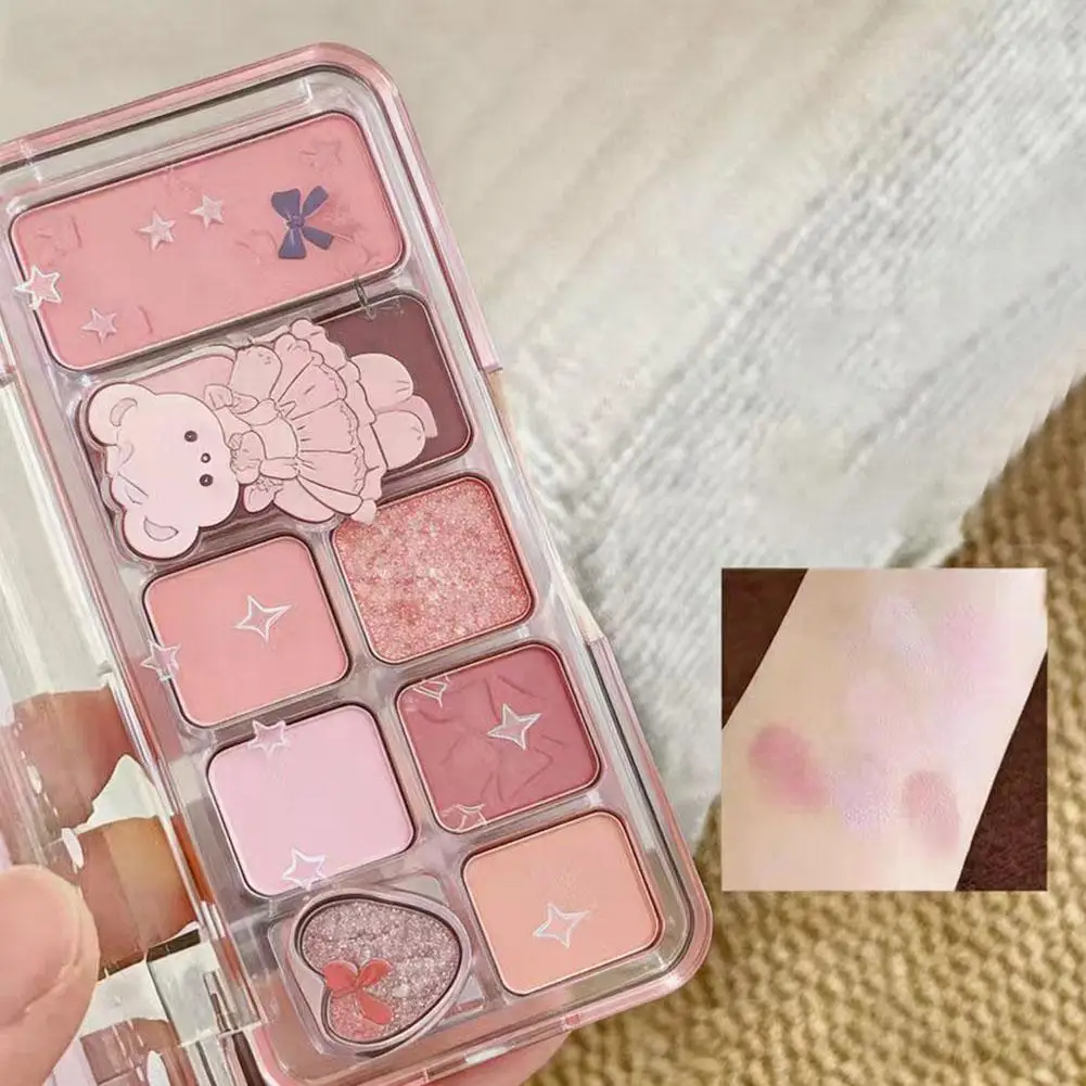 9-Farben-Bären-Lidschattenpalette, vielseitige Matte-Perlen-Lidschattenpalette mit großen Grundfarben für den täglichen Gebrauch, 8g 2026 – Detail 11