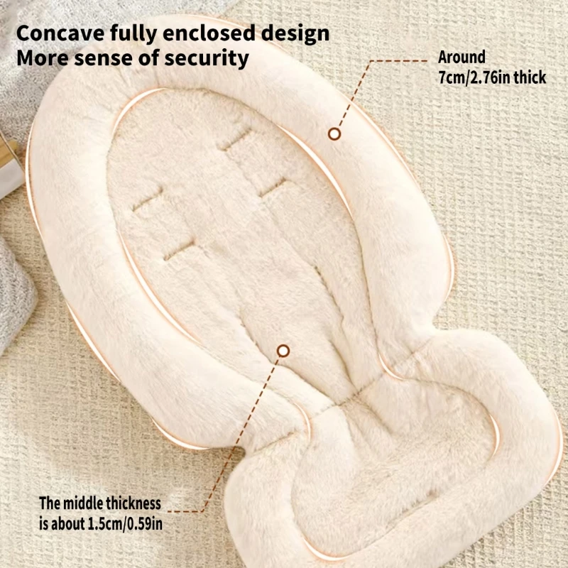 

Breathable Rabbit Plush Strollers Insert Cushion Protector Moisture Wicking Design Enjoy Daily Comfort 15UB