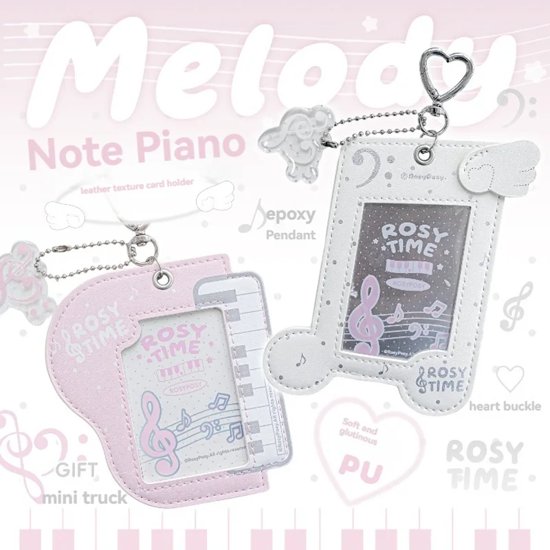 Cute Melody Leather Card Pouch Korean Idol Campus Small Card Holder Rice Card Backpack Pendant for Student