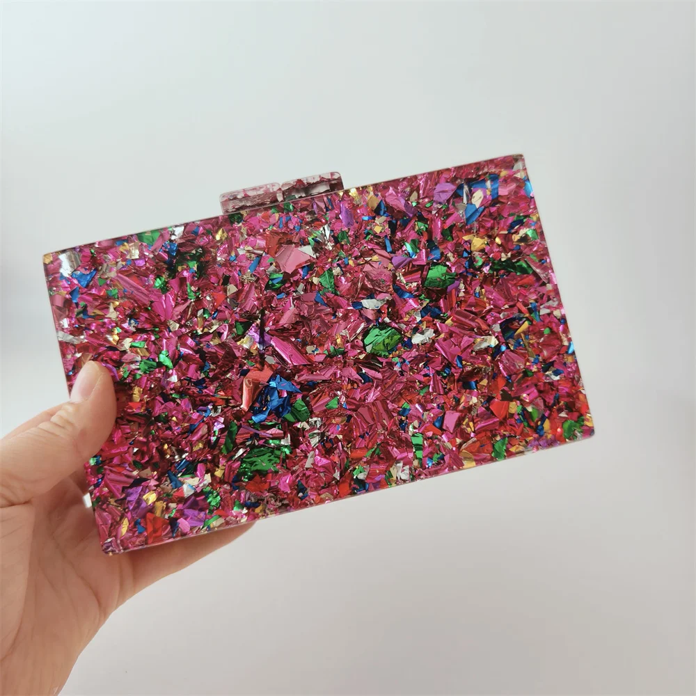 أنثى مأدبة مساء حقائب كروسبودي كيس الاكريليك الرئيسي المحافظ وحقائب اليد النساء متعدد الألوان البرسبيكس صندوق هندسي مخلب المحفظة #2