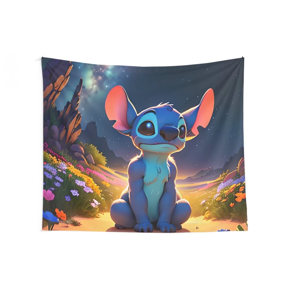 Stitch nightscape Tapestry Aesthetic Room Decor Korean Christmas Decoration Tapestry