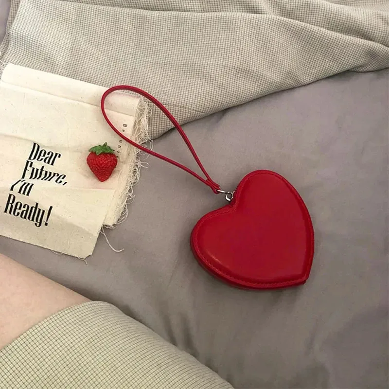 PU Love Bag, Girl's Heart, Cute PU Card Bag, Coin Bag, Girl's Versatile
