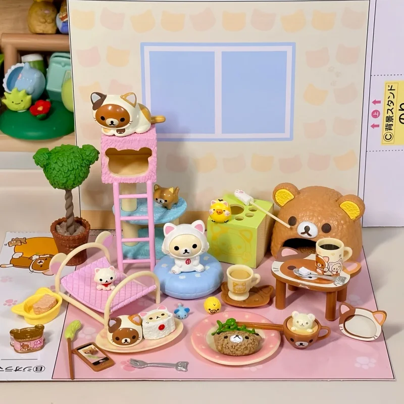 Re Ment Blind Box Original Rilakkuma Nonbiri Neko Cat Cafe Series Miniature Scene Cute Action Figures Toy Ornament Birthday Gift view 2