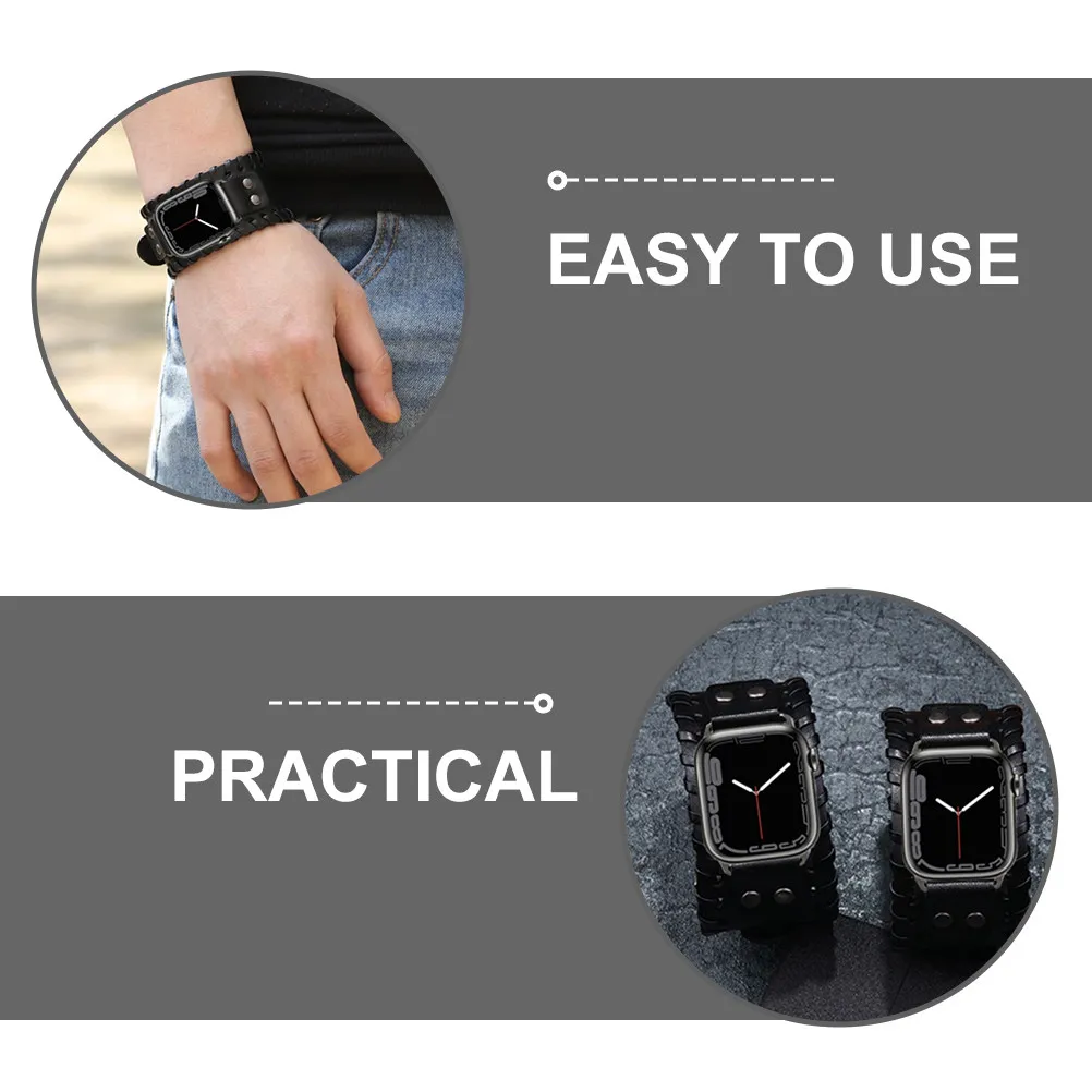Cowhide Strap Replacement Band Wide Bracelet Wristband Smooth Comfortable Adjustable for Daily Work Party Travel Use