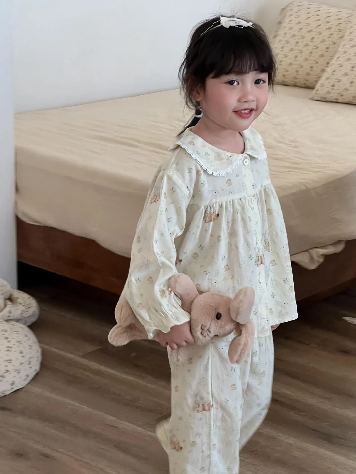 Buy 2pcs Wholesale Girls Home Suit 2024 Autumn New Children\'s Pajamas Suit Cute Top+Pant Sweet Two-piece Set