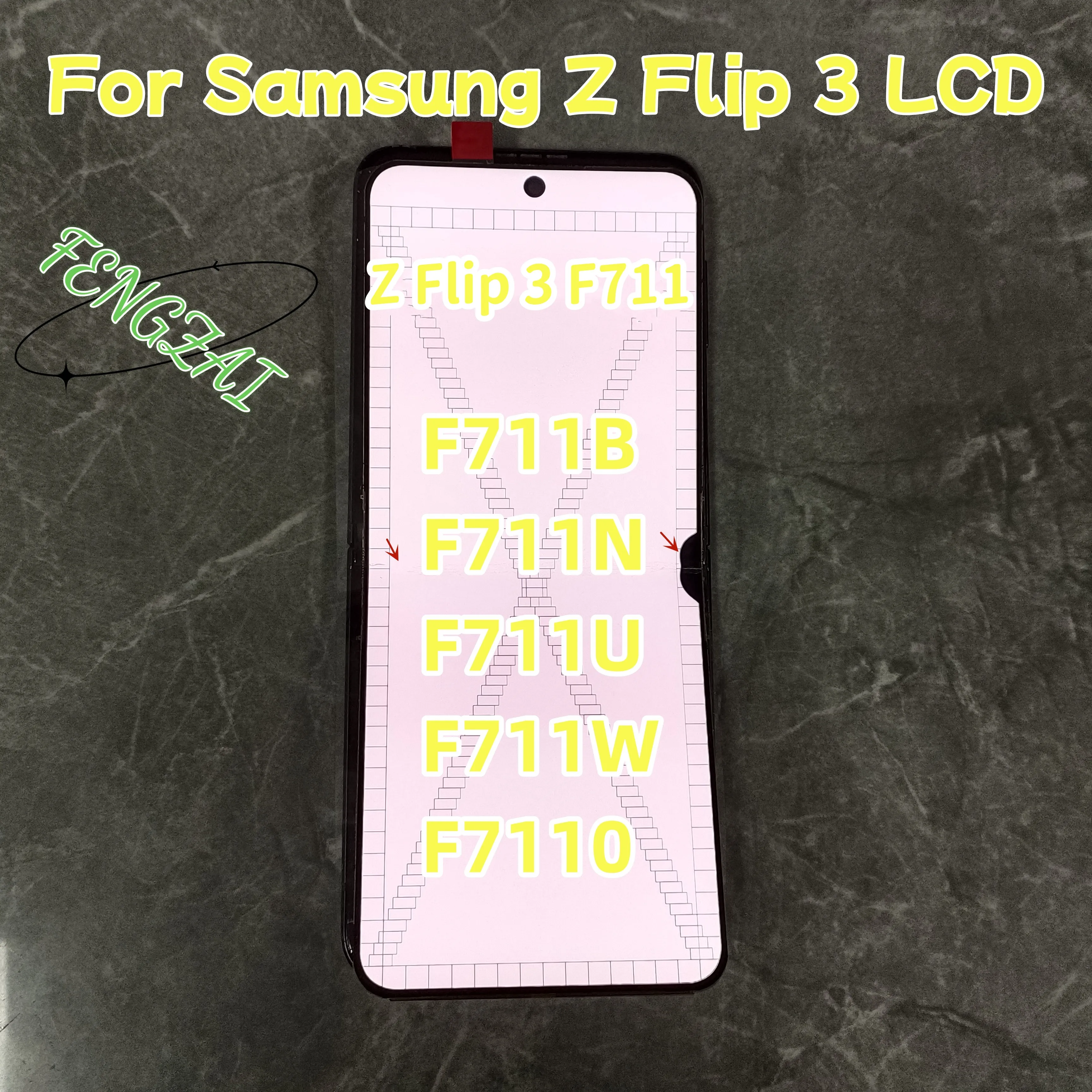 

6.7"AMOLED For Samsung Z Flip 3 5G SM-F7110 F711 LCD Display With Defects Touch Screen Digitizer Assembly Replacement Repair