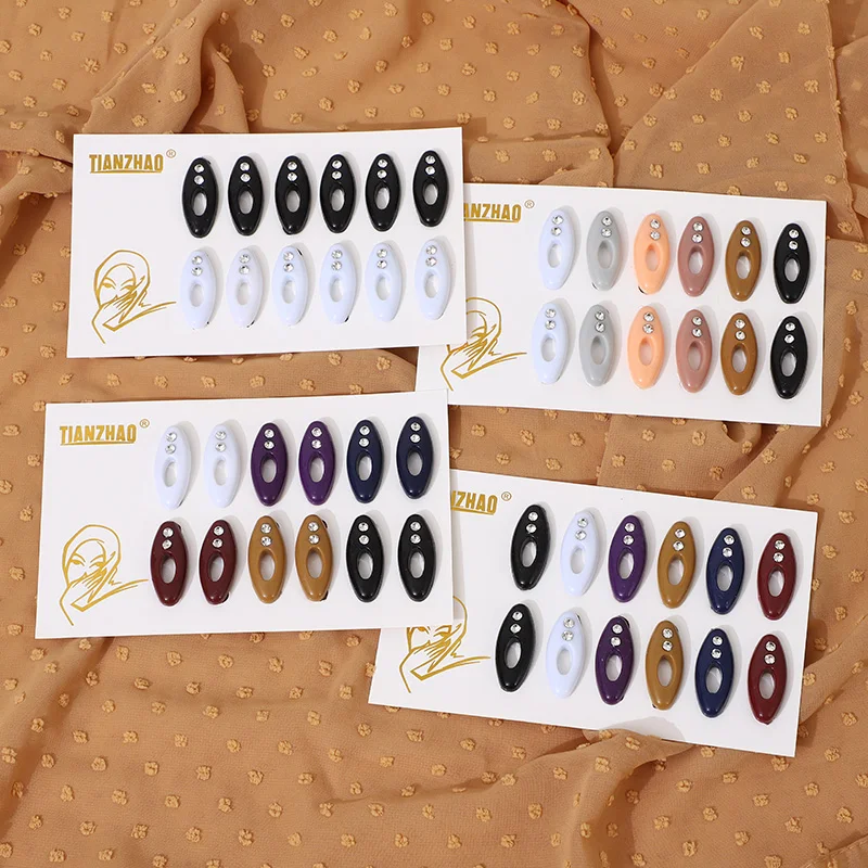 12pcs Safety Brooch Pins For Women Muslim Hijab Pin Islamic Scarf Enamel Pin Accessories Headscarf Shawl Pins Decoration