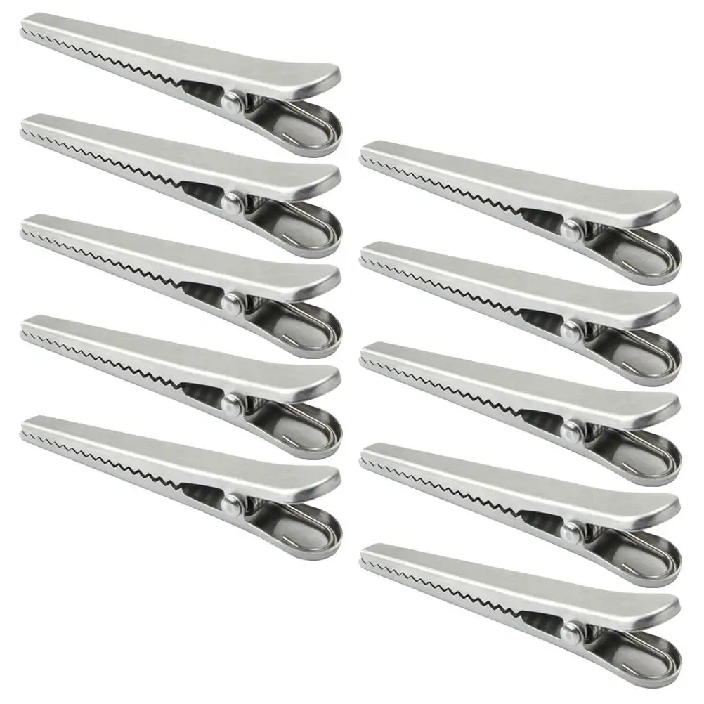 10 Pcs Metal Clip Stainless Steel Alligator Bag Clips Vacuum Freezer Snack Sealing Clamps