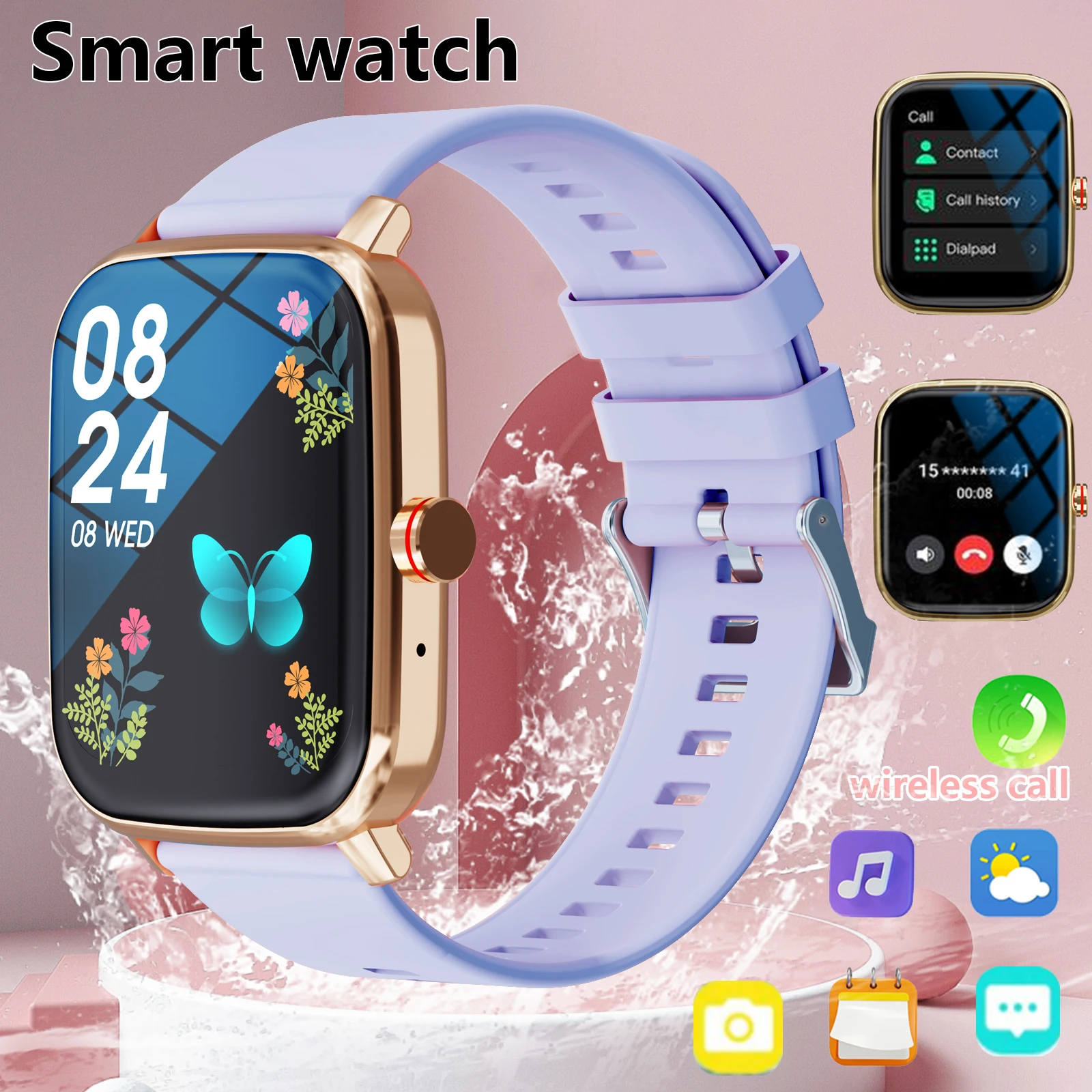 Smart Watch Orologio sportivo multifunzione intelligente, chiamate wireless, quadranti personalizzati, controllo musicale