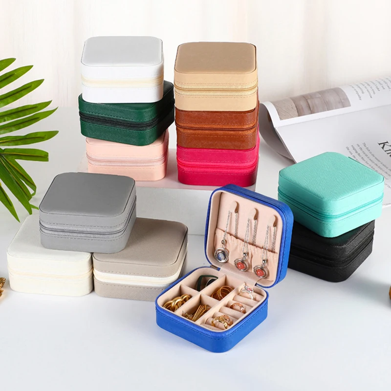 

Органайзер для ювелирных изделий, портативная шкатулка для драгоценностей, дисплей, дорожный футляр для ювелирных изделий, коробки на кнопках, кожаная молния для хранения, ювелирный дисплей Joyero