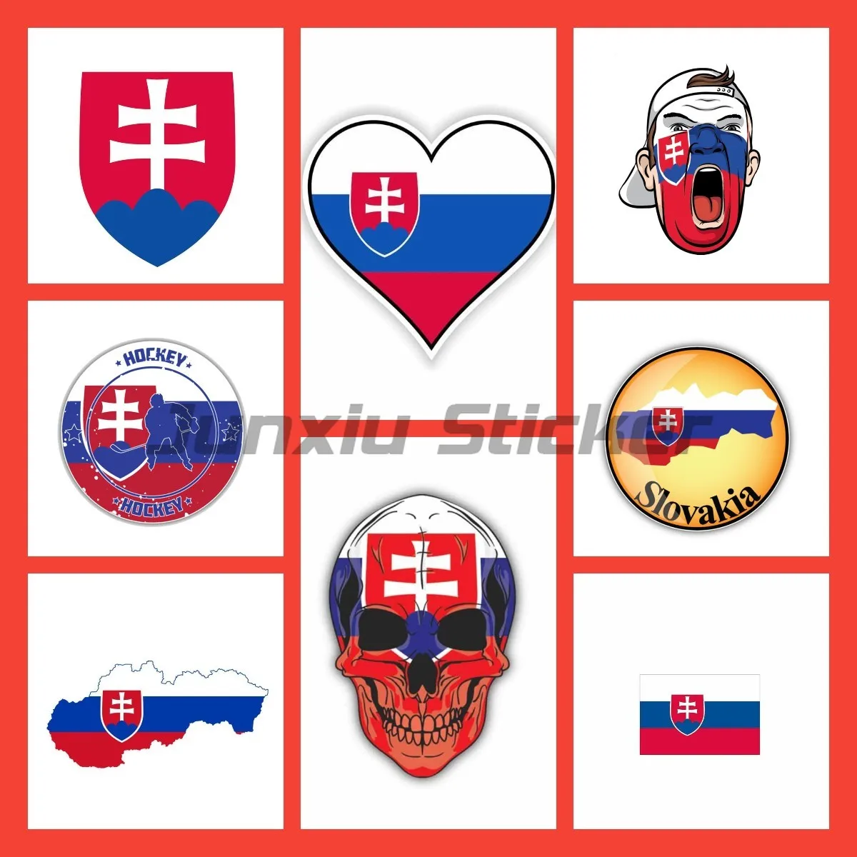 Creative  Reflactive Shield Slovakia Flag Car Sticker Decal Motorcycle Cover Scratches Waterproof Accessories PVC