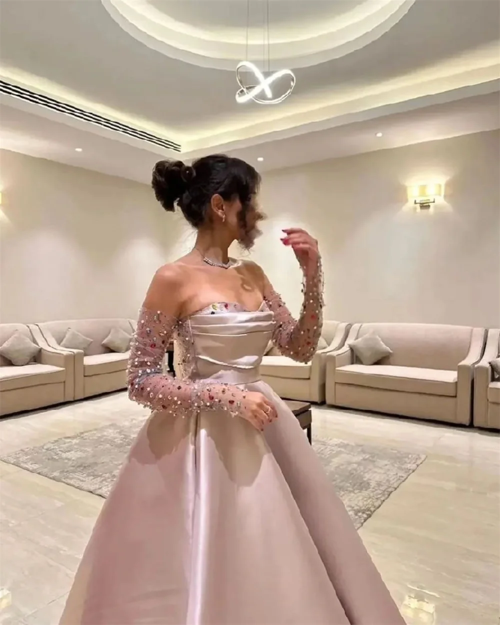 Formal Gown Evening Saudi Arabia Dearin Off-the-shoulder Ball Floor Length Skirts Draped Bead Tulle Bespoke Occasion Dresses Pro