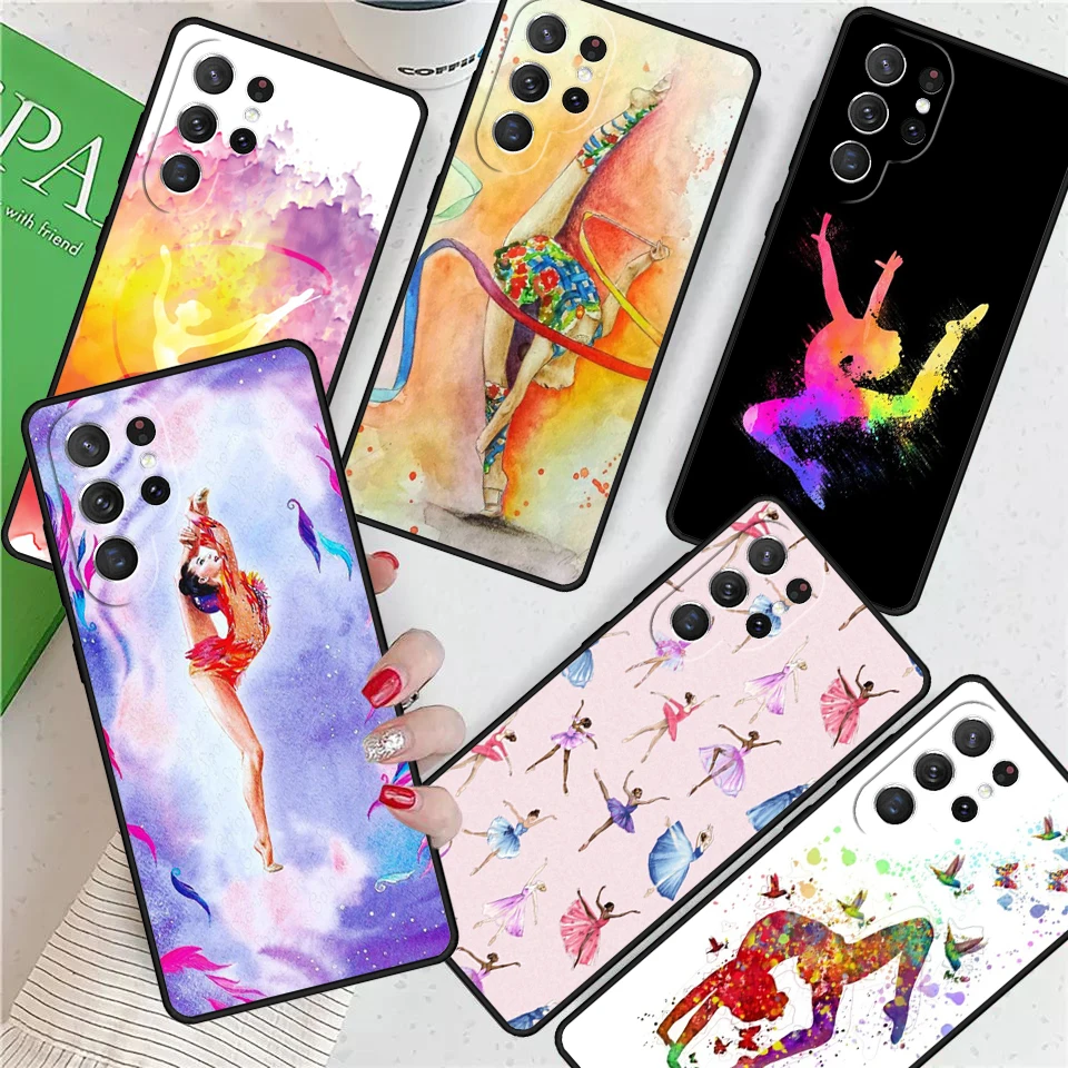 Gymnastics Watercolor Printing For Samsung Galaxy S24 Ultra S21 S22 S8 S9 S10E Note 10 20 Plus FE S23 Phone case Cover Coque